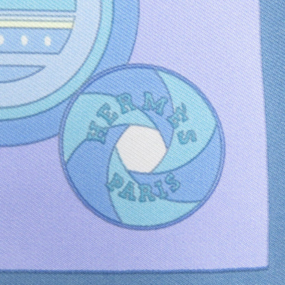 Herms Carr 45 Petit Sequence Silk Scarf Muffler In Light Blue