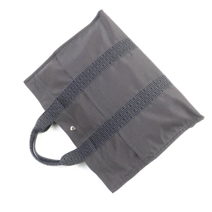 Hermes Air Line Mm Silver Hardware Serie Button Canvas Tote Bag Gray Made In France
