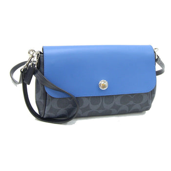 Coach Shoulder Bag Signature Reversible F59534 Navy Blue Pvc Leather
