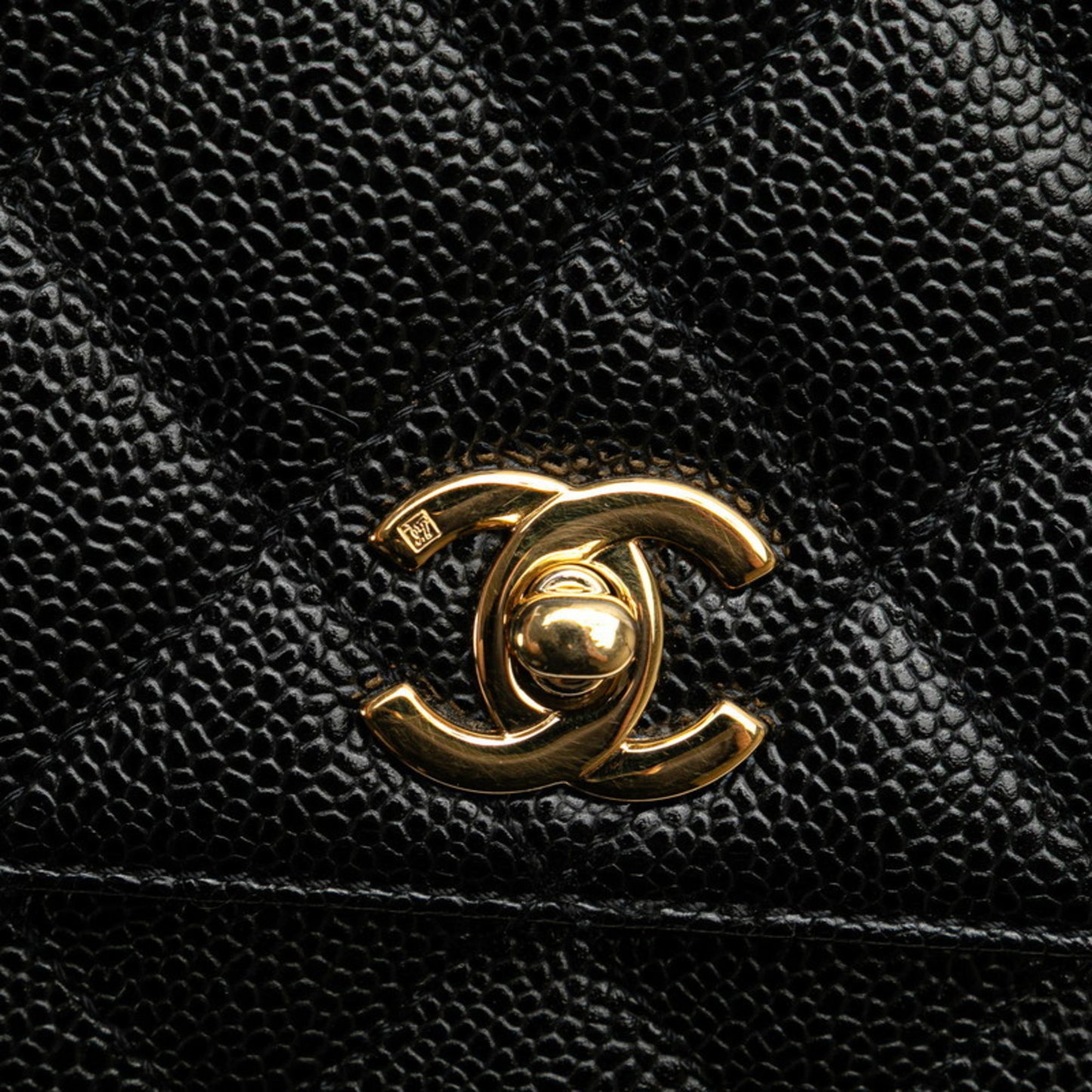 Chanel Matelasse Coco Mark Handbag In Black Caviar Skin
