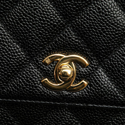 Chanel Matelasse Coco Mark Handbag In Black Caviar Skin