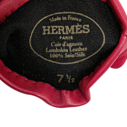 Hermes Stitch Gloves Size: 7 1/2 Wine Red Pink Leather