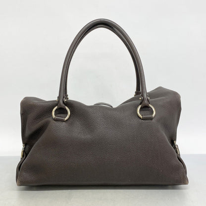 Salvatore Ferragamo Gancini Leather Handbag Brown