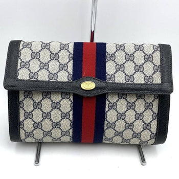 Gucci 001 019 Clutch Bag/Second Bag Navy Sherry Line Gg Supreme Canvas