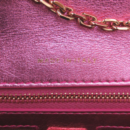 Like New Mcm Calfskin Metallic Pink Shoulder Bag With Gold Hardware And Chain Closure