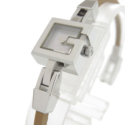 Like New Gucci 102 Stainless Steel Leather Watch With Shell Dial And Brown Quartz Movement