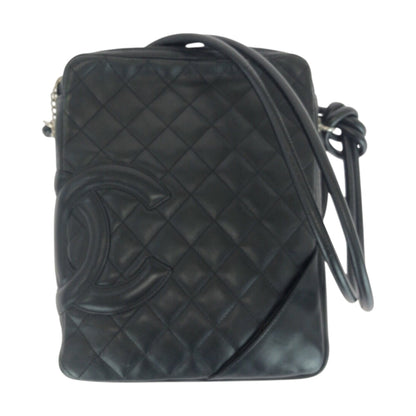 Chanel Matelasse Coco Mark Black Lambskin Shoulder Bag With Silver Hardware