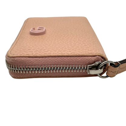 Gucci Business Card Case 644412 Leather Pink Beige Double G Marmont Wallet/Coin Compact Wallet Coin