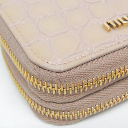 Miu Miu Double Zipper 5Mc078 Leather Card Case Pink Beige