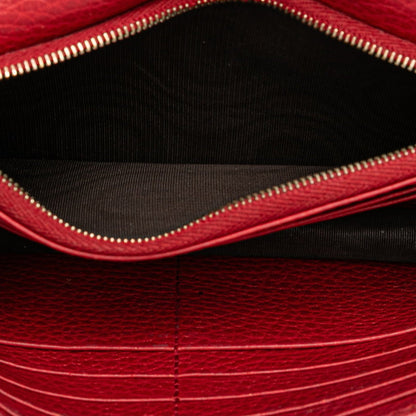 Gucci Interlocking G Crossbody Chain Wallet 510314 Red Leather