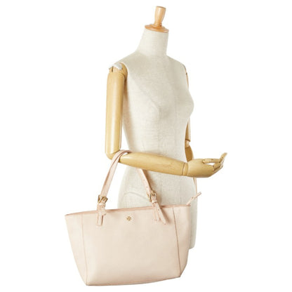 Tory Burch Tote Bag Shoulder Pink Beige Leather