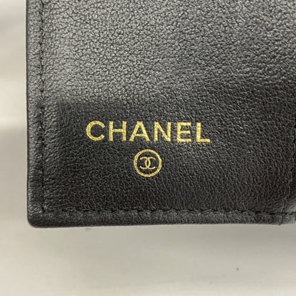 Chanel Matelasse Tri-Fold Wallet In Black Lambskin