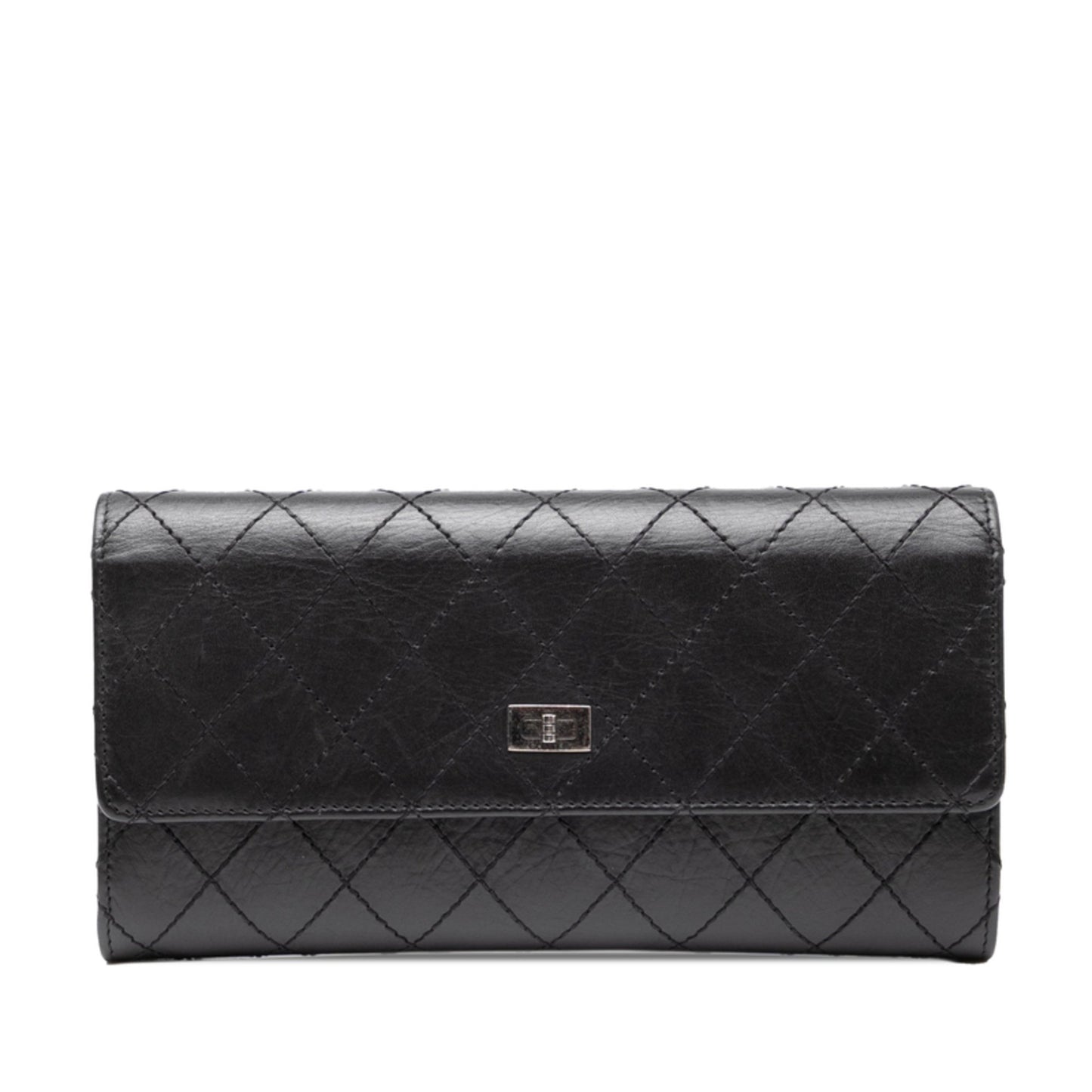 Chanel 2.55 Long Wallet In Black Lambskin