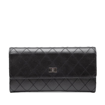 Chanel 2.55 Long Wallet In Black Lambskin