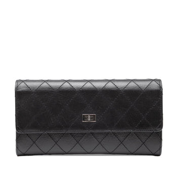 Chanel 2.55 Long Wallet In Black Lambskin