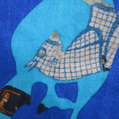 Hermes Tout En Carre "It'S All In The Carr" Lozenge Deformed Diamond Scarf/Muffler Blue