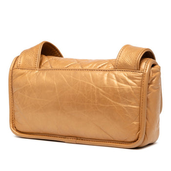 Chanel Matelasse Wild Stitch Vintage Crossbody Shoulder Bag In Gold Leather