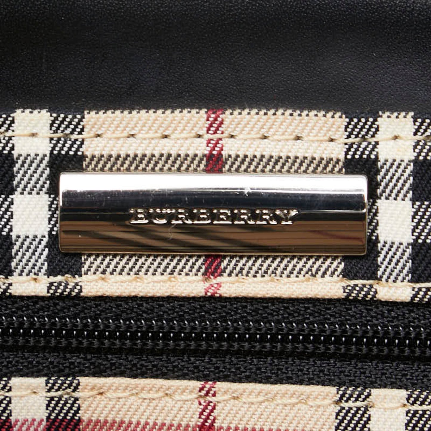 Burberry Nova Check Handbag In Black Leather