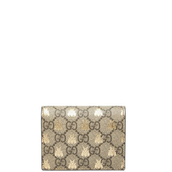 Gucci Bee Print Gg Supreme Bifold Wallet 508757 Beige Brown Gold
