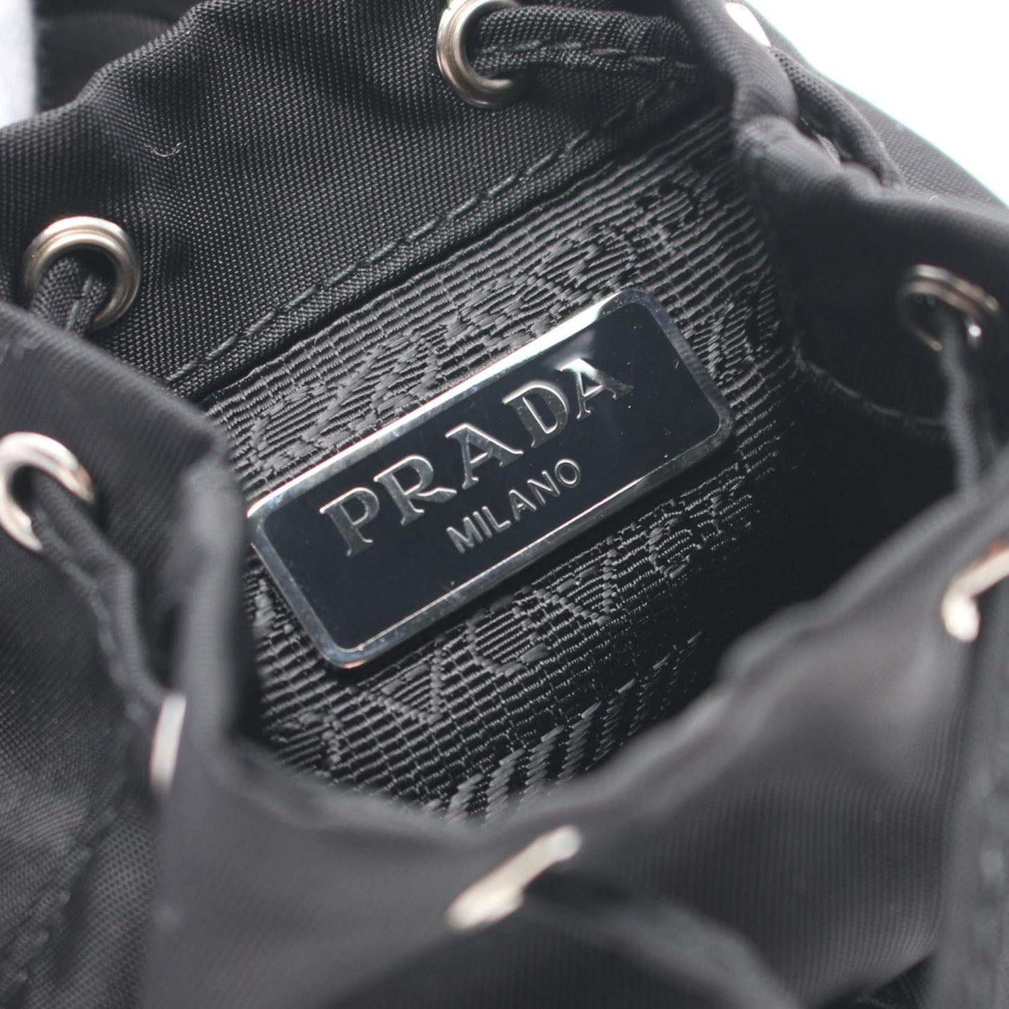 Prada Tessuto Travel Charm Nylon Saffiano Leather