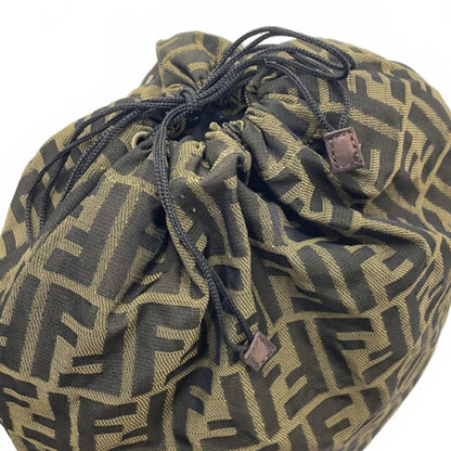Fendi Pouch Zucca Nylon Canvas Khaki Black Fendi Ff Bag Multi Nn-14799