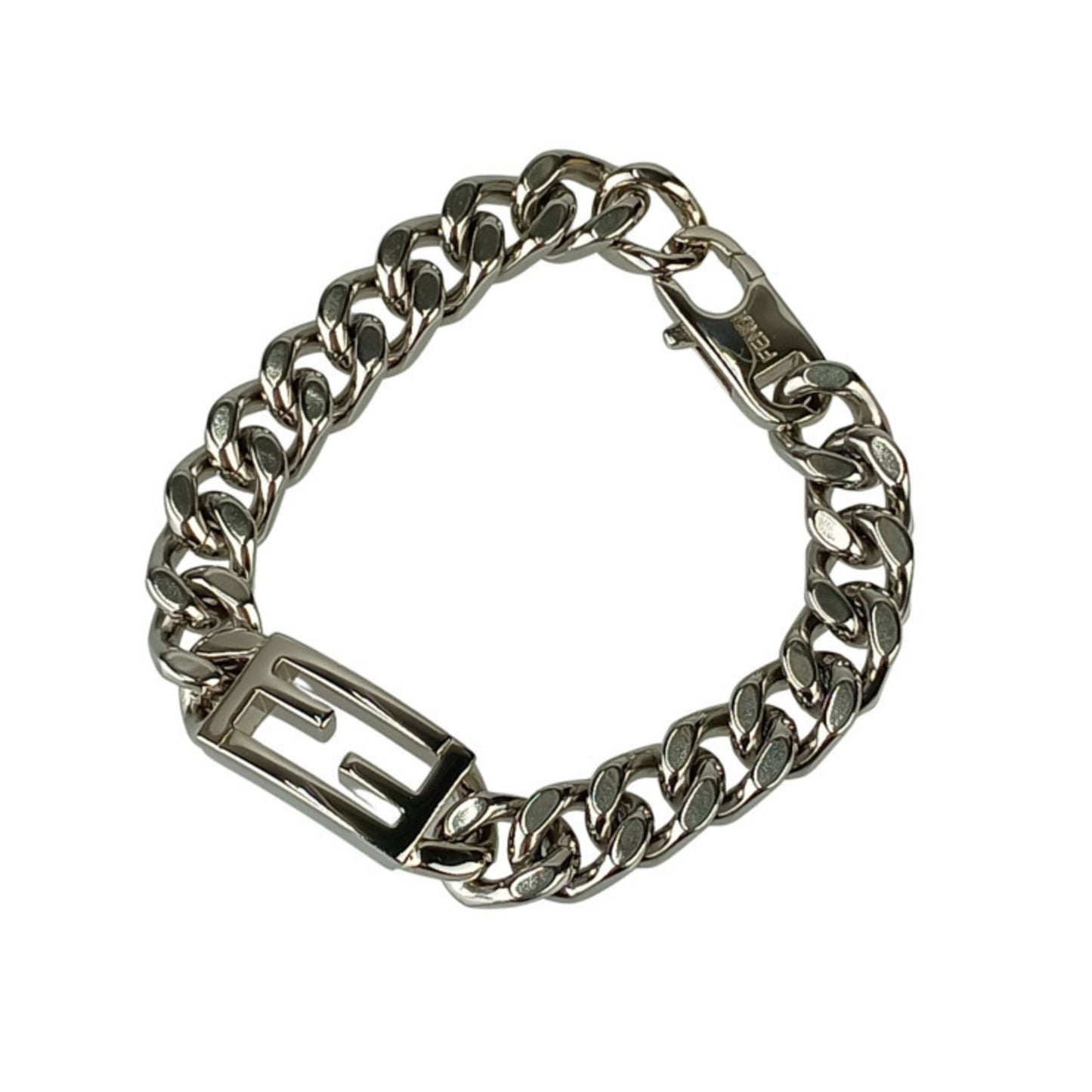 Fendi Ff Baguette Link Chain Bracelet In Silver Metal