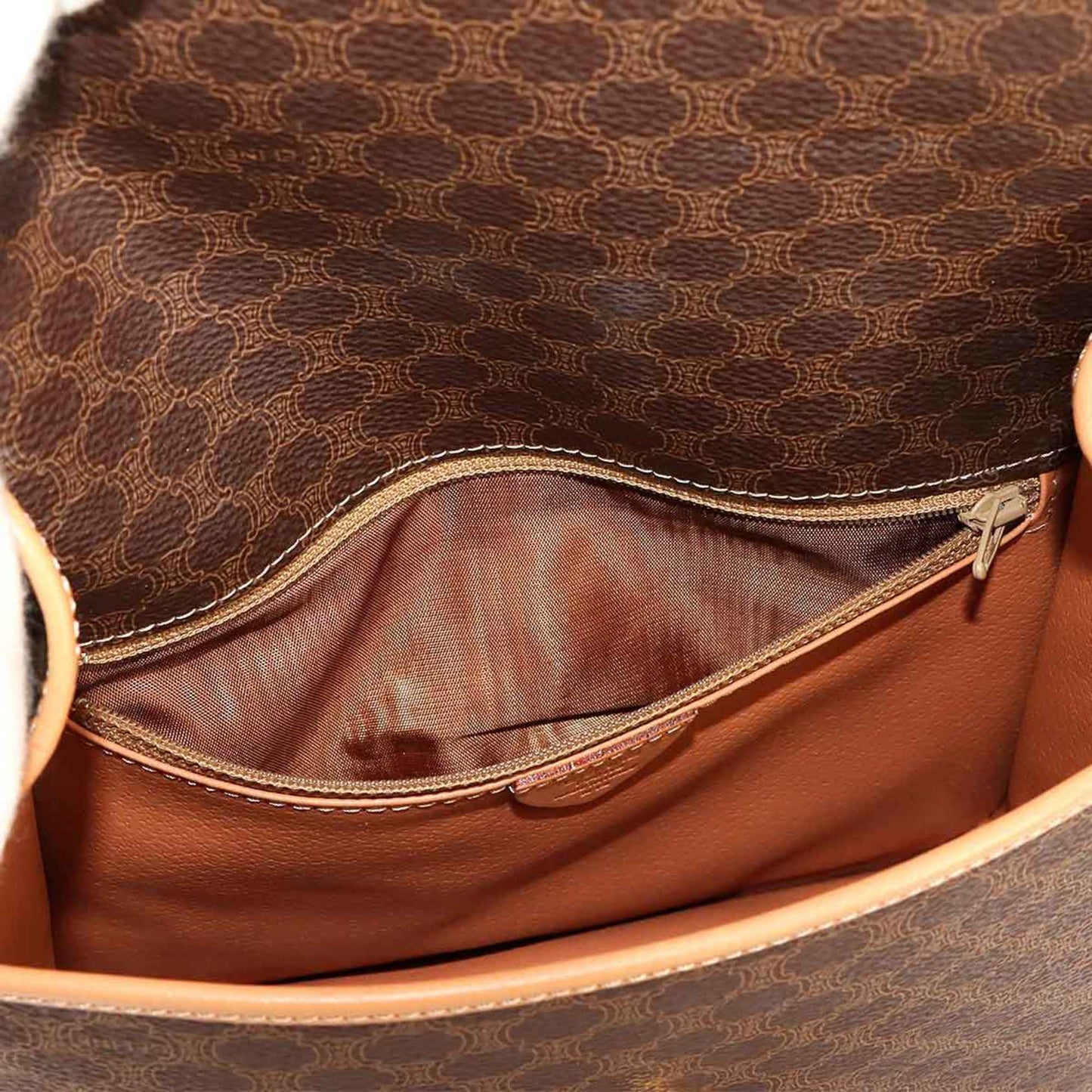 Celine Macadam Shoulder Bag In Brown Leather