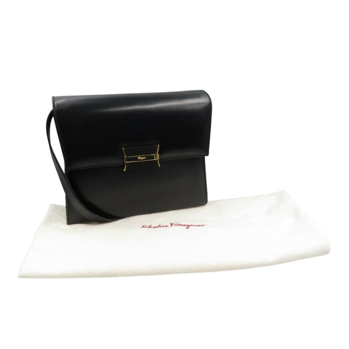 Salvatore Ferragamo L21 5714 Leather Black Shoulder Bag 0524Salvatore