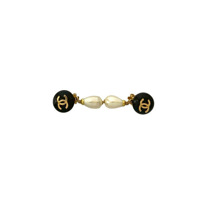 96P Chanel Vintage Coco Mark Faux Pearl Earrings And Ear Cuff