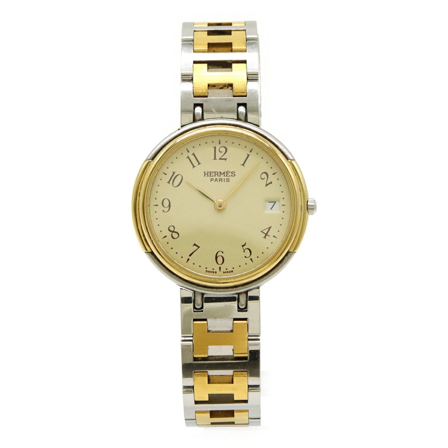 Hermes Windsor Date Ivory Dial Two-Tone Gp Stainless Steel