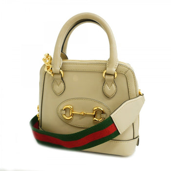 Gucci Handbag Sherry Line Horsebit 677212 Leather Beige 2-Way Bag