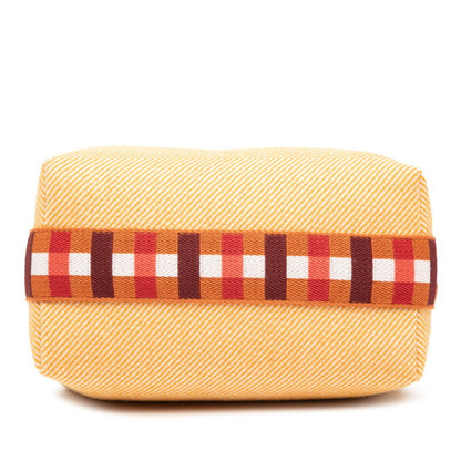 Herms Bride Black Au Carr Pm Handbag Pouch Fauve Orange Silver Hardware Cotton