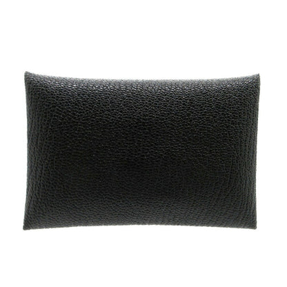 Hermes Calvi Card Case Chevre Black Z Stamp 0829Hermes