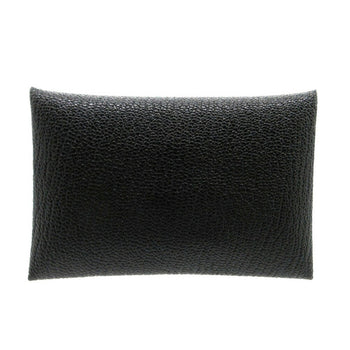Hermes Calvi Card Case Chevre Black Z Stamp 0829Hermes