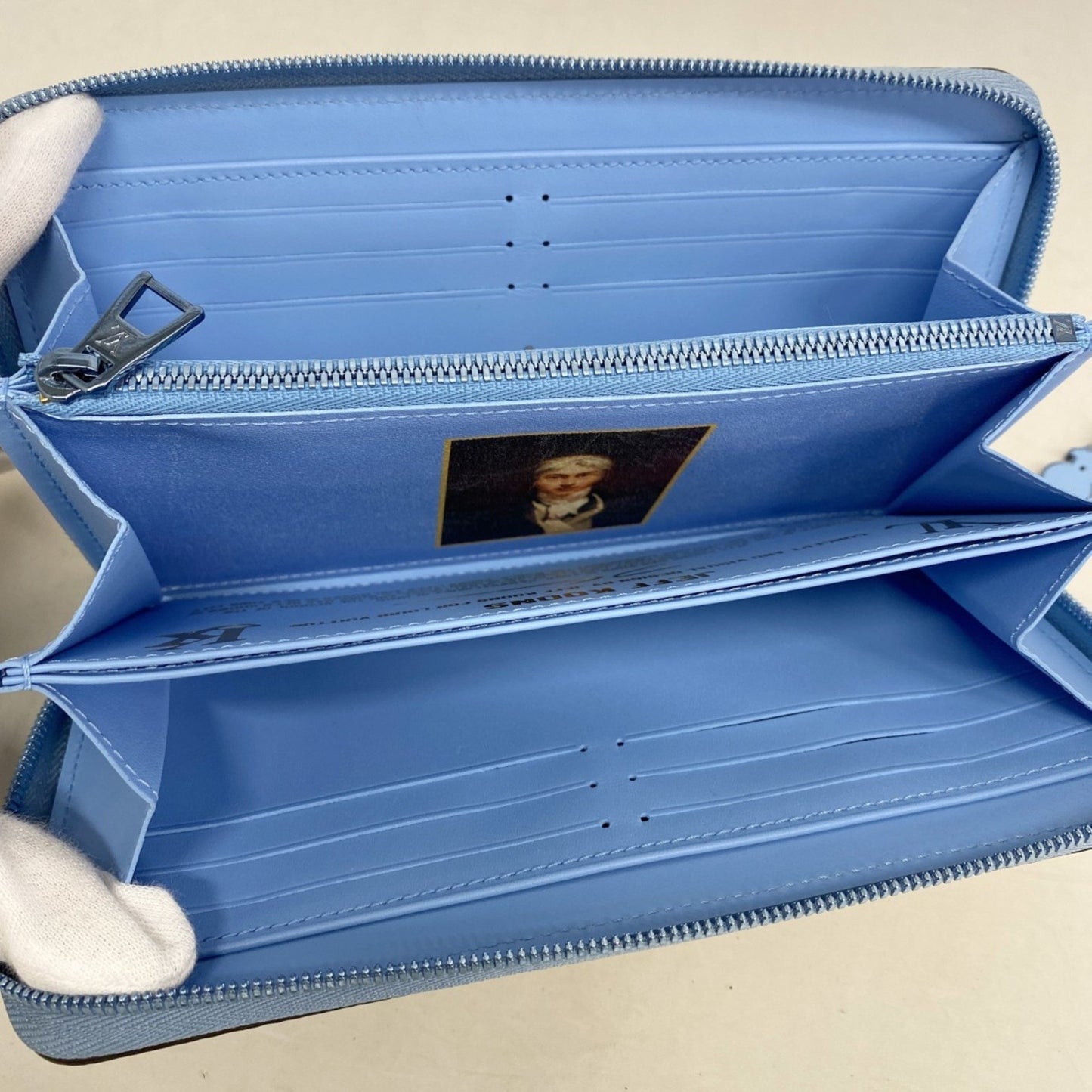 Louis Vuitton Monogram Certy Zippy Wallet M64604 Light Blue/Beige