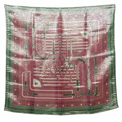 Hermes Hermes Scarf Muffler Bandana Carre 55 Disco Coaching Metallic Fiber Fuchsia X Veil (Pink