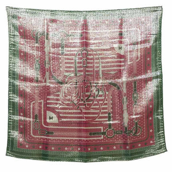 Hermes Hermes Scarf Muffler Bandana Carre 55 Disco Coaching Metallic Fiber Fuchsia X Veil (Pink