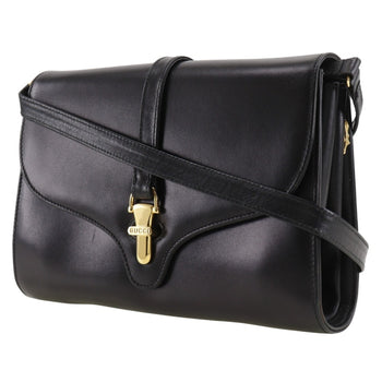 Gucci Old Gucci Shoulder Bag Clutch Calf Black 2Way Flap