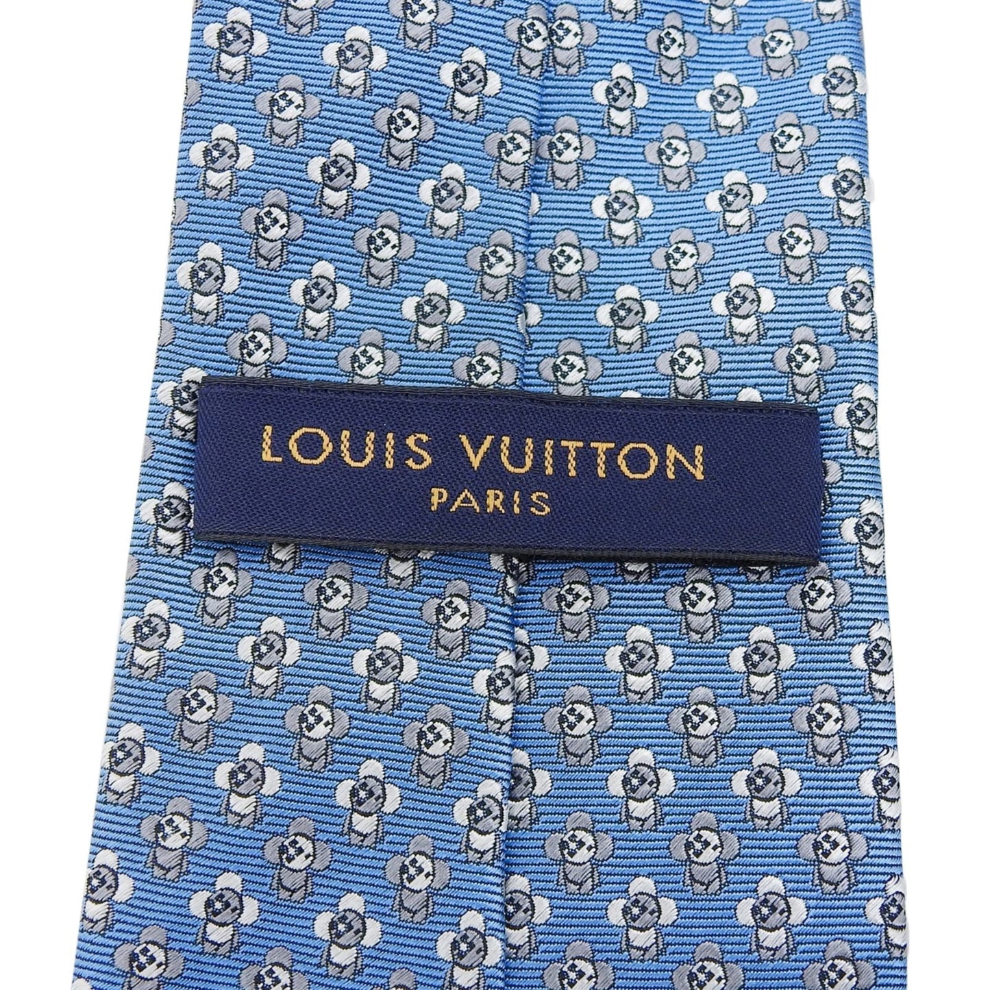 Louis Vuitton 2021 Louis Vuitton Vivienne Lv Logo 100% Silk Tie Blue Made In Italy