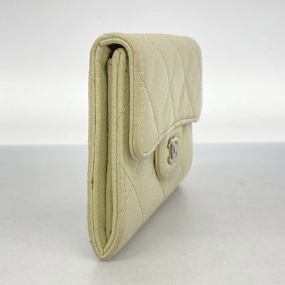 Chanel Matelasse Business Card Case In Beige Caviar Leather