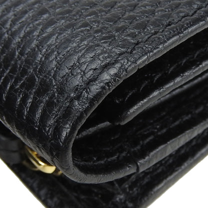 Gucci Tri-Fold Wallet 644407 Gg Marmont Leather Black Compact Accessory