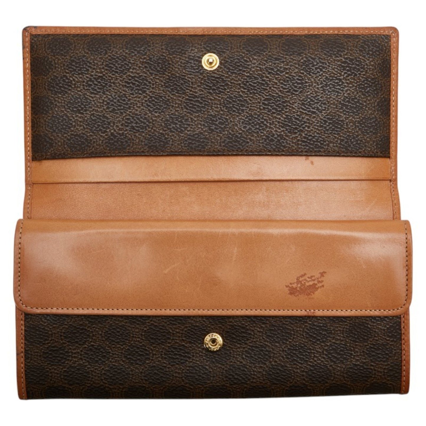 Celine Macadam Long Wallet Brown Leather