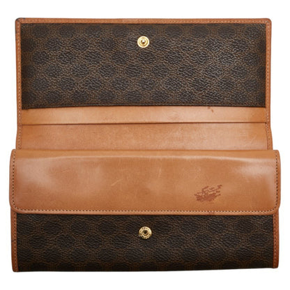 Celine Macadam Long Wallet Brown Leather