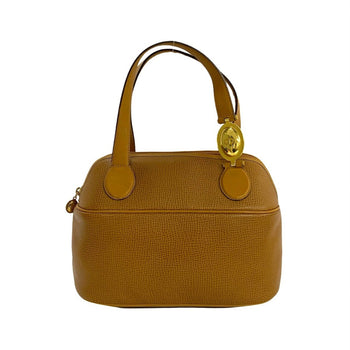 Christian Dior Cd Logo Hardware Leather Handbag/Boston Bag In Camel