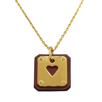 Hermes As De Coeur Pm Heart Swift Leather Gold Z Stamped Necklace 0236 Hermes