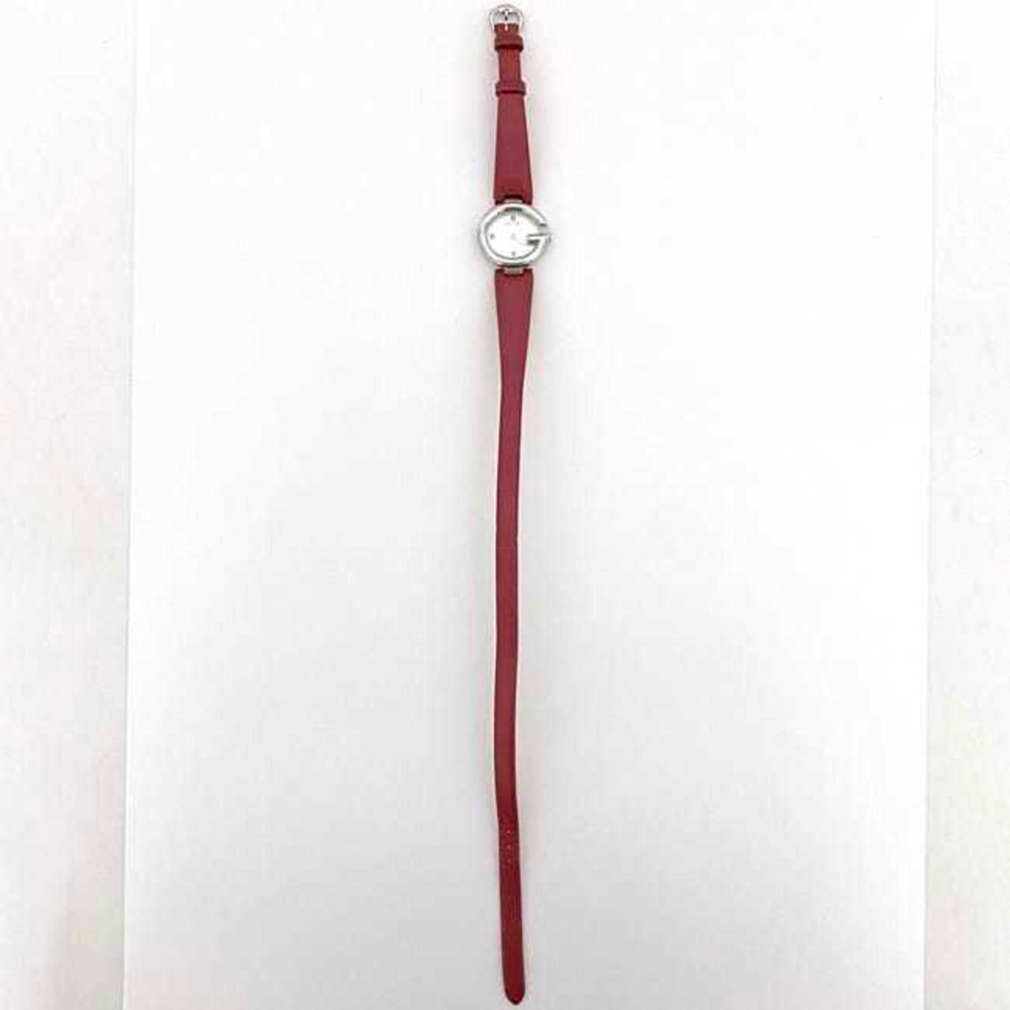 Gucci Watch F-21226 Shell Silver Red G Balloon 134.5 Double Ss Leather Quartz 1432**** Gucci 3P