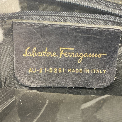 Salvatore Ferragamo Vara Nylon Canvas Handbag In Black