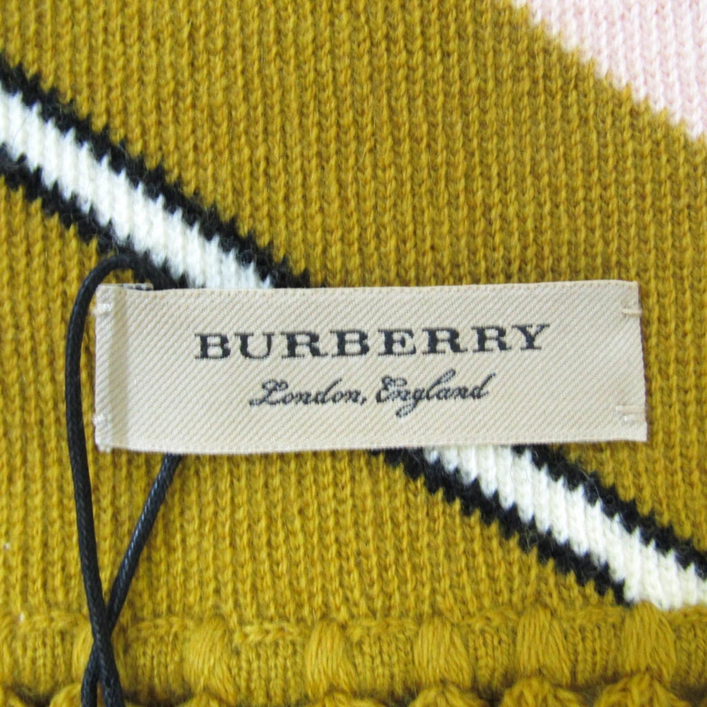 Burberry Knitted Stripe Tippet Muffler 407535 Women'S Wool Cashmere Stole Light Pink