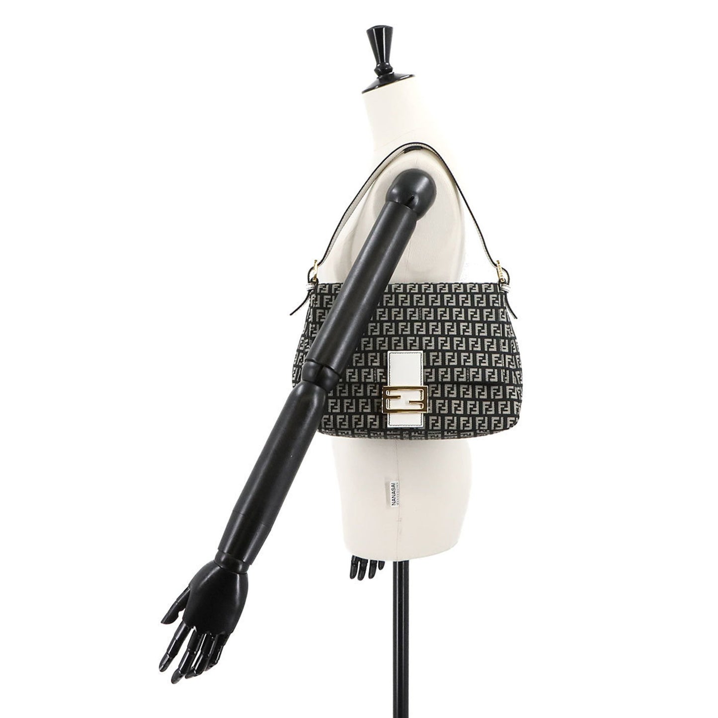 Fendi Zucchino Mamma Baguette Shoulder Bag In Canvas And Leather