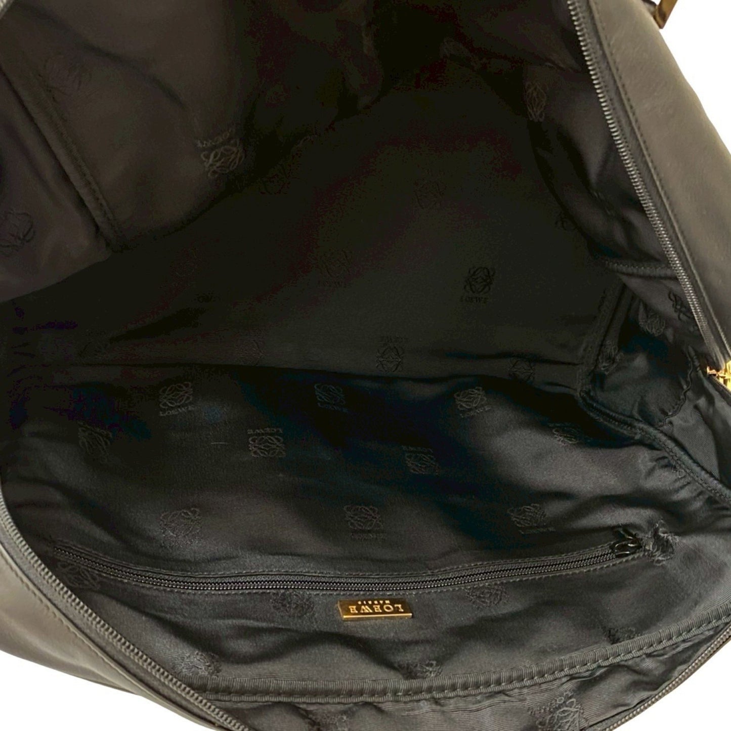 Loewe Anagram Logo Metal Embossed Leather Boston Bag/Handbag In Black